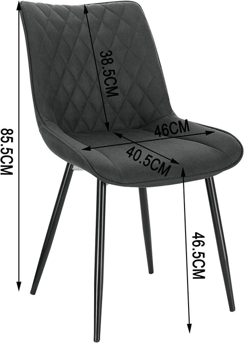 Rootz Elegant Dining Chairs - Modern Dining Seating - Stylish Chairs - Durable Metal Frame - Comfortable Foam Padding - Easy Assembly - 46cm x 40.5cm x 85.5cm