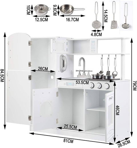 Rootz Children's Play Kitchen - Toy Kitchen Set - Kids' Cooking Station - Enhances Cognitive Skills - Safe and Durable - Easy to Assemble - 81cm x 84.5cm x 26.5cm