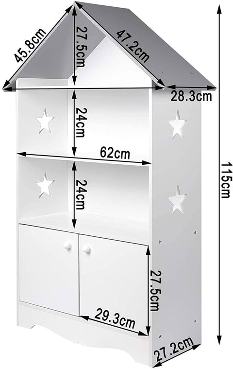 Rootz Children's Bookshelf - Kids' Storage Shelf - Nursery Organizer - Durable E1 MDF - Safe & Stable - Easy Assembly - 28.3cm x 115cm x 62cm