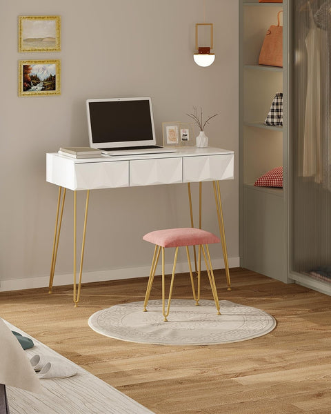 Rootz Elegante kaptafelset - Kaptafel - Make-upbureau - Stabiel en duurzaam - Efficiënte opslag - Luxe comfort - 100 cm x 79 cm x 40 cm