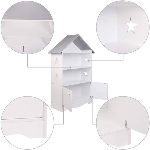 Rootz Children's Bookshelf - Kids' Storage Shelf - Nursery Organizer - Durable E1 MDF - Safe & Stable - Easy Assembly - 28.3cm x 115cm x 62cm