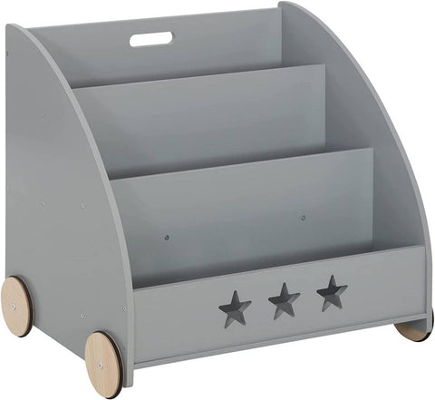 Rootz Children's Bookshelf - Kids' Bookcase - Nursery Furniture - Safe Non-Toxic Materials - Engaging Star Design - Mobile with Quiet Wheels - 62cm x 57cm x 42cm