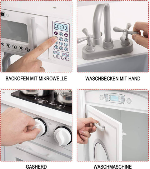 Rootz Children's Play Kitchen - Toy Kitchen Set - Kids' Cooking Station - Enhances Cognitive Skills - Safe and Durable - Easy to Assemble - 81cm x 84.5cm x 26.5cm