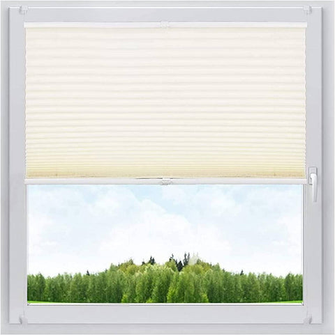 Rootz Pleated Blind 90x130 cm - Klemmfix - White- Sun Protection - Environmentally Friendly - Durable Polyester
