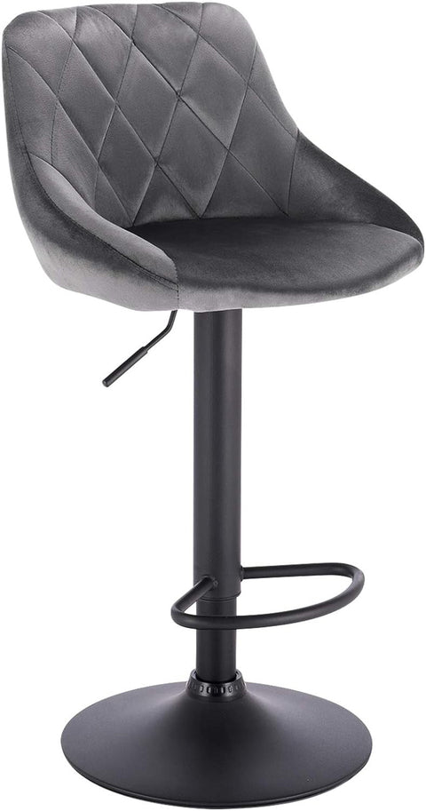 Rootz Velvet Bar Stool - Adjustable Counter Chair - Swivel Barstool - Comfortable Seating - Easy Assembly - Durable Design - 35cm x 38cm x 84-106cm