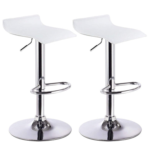 Rootz Set of 2 Designer Bar Stools - Modern Barstools - Adjustable Counter Chairs - Comfortable, Versatile, Durable - Faux Leather, Chrome-Plated Metal - 63cm-83cm x 39cm x 38.5cm