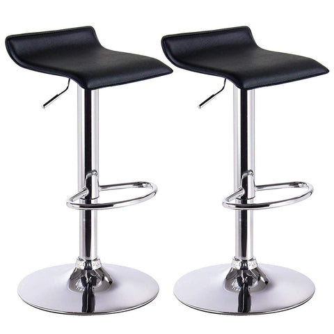 Rootz Set of 2 Designer Bar Stools - Modern Barstools - Comfortable, Adjustable, Rotatable - Faux Leather - Chrome-Plated Steel - 63cm-83cm x 39cm x 38.5cm