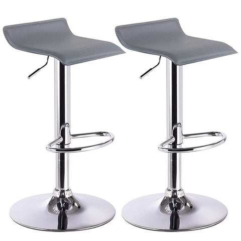 Rootz Designer Bar Stools Set of 2 - Modern Barstools - Adjustable Counter Stools - Comfortable, Versatile, Durable - Faux Leather, Chrome-plated Metal - 63cm-83cm x 39cm x 38.5cm