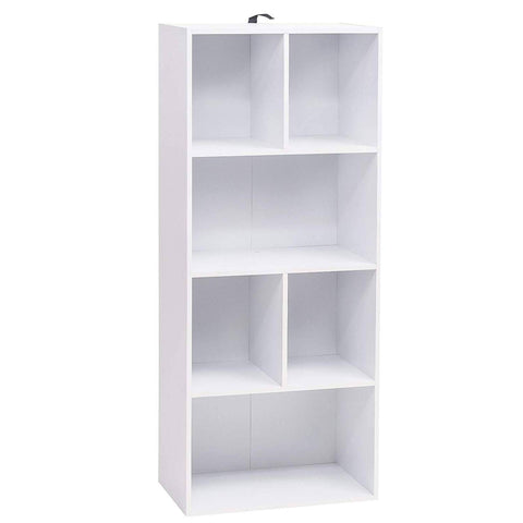 Rootz White Bookcase - Storage Shelf - Display Cabinet - Spacious, Space-Saving, Sturdy - 50.2cm x 29.2cm x 118cm