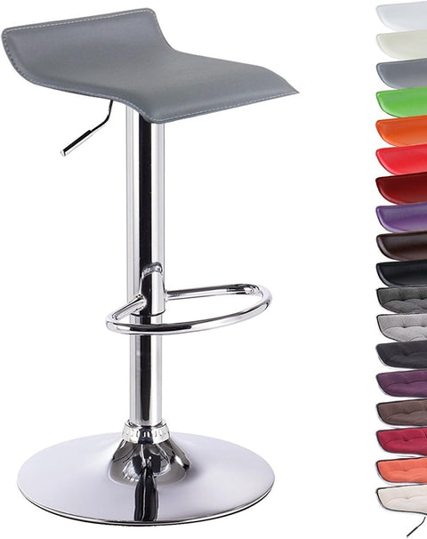 Rootz Designer Bar Stools Set of 2 - Modern Barstools - Adjustable Counter Stools - Comfortable, Versatile, Durable - Faux Leather, Chrome-plated Metal - 63cm-83cm x 39cm x 38.5cm