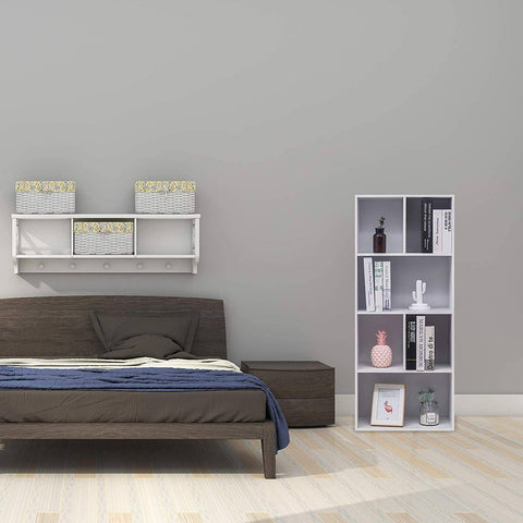 Rootz White Bookcase - Storage Shelf - Display Cabinet - Spacious, Space-Saving, Sturdy - 50.2cm x 29.2cm x 118cm