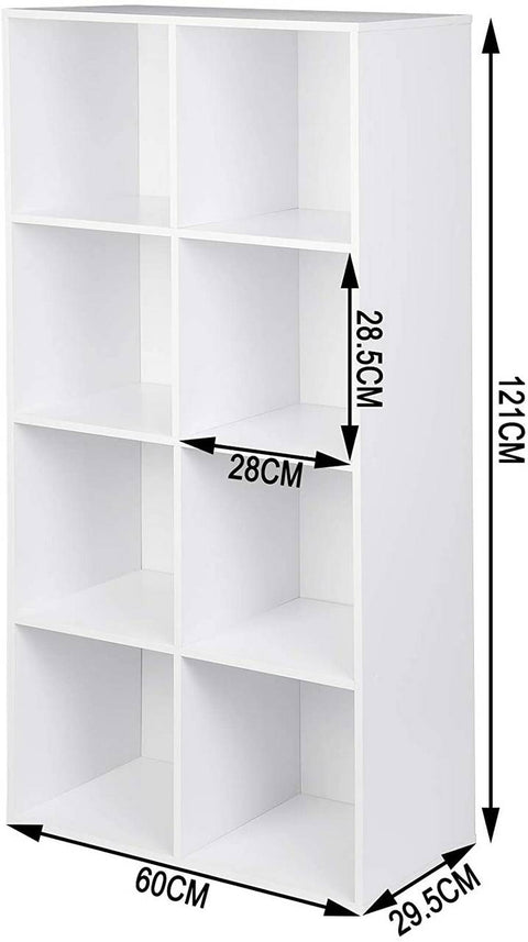 Rootz Multifunctional Bookcase - Storage Organizer - Display Shelf - Stable & Secure, Space-Efficient, Easy Assembly - MDF Board - 60cm x 29.5cm x 121cm