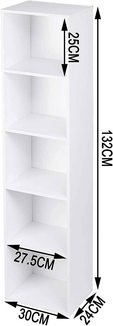 Rootz Modern Free-Standing Bookcase - Storage Shelf - Display Cabinet - Eco-Friendly E3 Grade Wood - Water-Repellent - Scratch-Resistant - 30cm x 24cm x 132cm