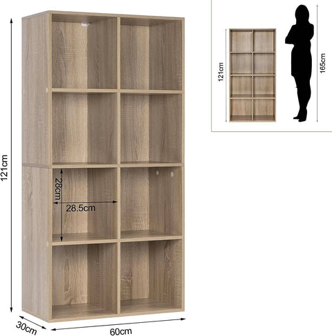 Rootz Multifunctional Freestanding Bookcase - Storage Organizer - Display Shelf - Stable & Secure, Space-Efficient, Easy Assembly - MDF & Melamine - 60cm x 121cm x 29.5cm
