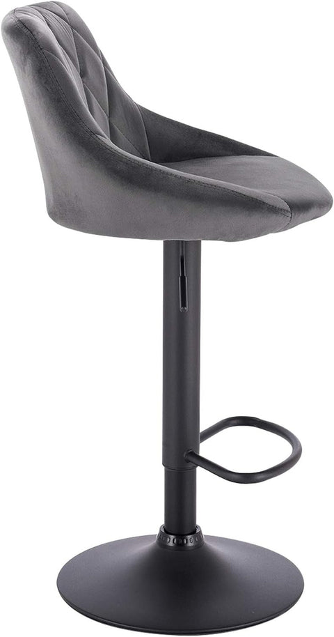 Rootz Velvet Bar Stool - Adjustable Counter Chair - Swivel Barstool - Comfortable Seating - Easy Assembly - Durable Design - 35cm x 38cm x 84-106cm