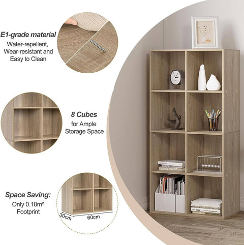 Rootz Multifunctional Freestanding Bookcase - Storage Organizer - Display Shelf - Stable & Secure, Space-Efficient, Easy Assembly - MDF & Melamine - 60cm x 121cm x 29.5cm