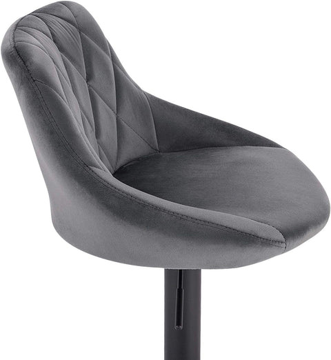 Rootz Velvet Bar Stool - Adjustable Counter Chair - Swivel Barstool - Comfortable Seating - Easy Assembly - Durable Design - 35cm x 38cm x 84-106cm