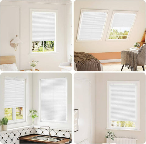 Rootz Pleated Blind - Window Shade - Suction Cup Curtain - Easy Installation - 95cm x 130cm -White