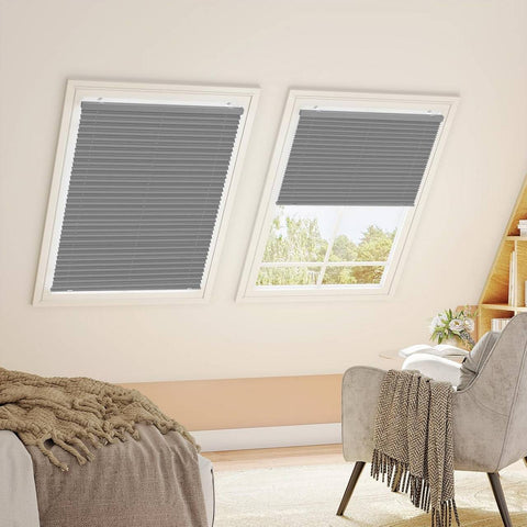 Rootz Pleated Blinds - Window Coverings - Suction Cup Blinds - Privacy Protection - Translucent Gray - 60cm x 130cm