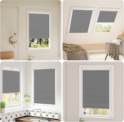 Rootz Pleated Blinds - Window Shades - Sun Protection - Grey - Easy Installation - 100 x 130 cm