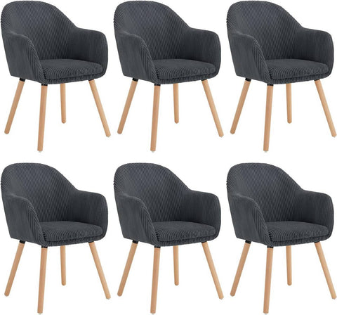 Rootz Dining Room Chairs Set of 6 - Upholstered Chairs - Comfortable Seating - Stylish Design - High Durability - Solid Wood and Metal Frame - 55.5cm x 83.5cm x 56.5cm