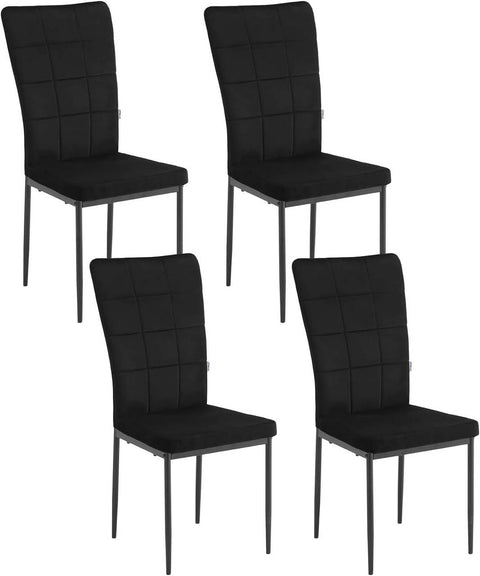 Rootz Dining Chairs Set of 4 - Upholstered Chairs - Velvet Seating - High Backrest for Posture Support - Durable Metal Legs - Elegant Design - 42.5cm x 96.5cm x 57.5cm