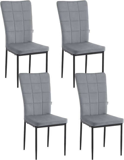 Rootz Dining Chairs Set of 4 - Velvet Chairs - Padded Chairs - Ergonomic High Backrest - Durable Metal Legs - Versatile Use - 42.5cm x 96.5cm x 57.5cm