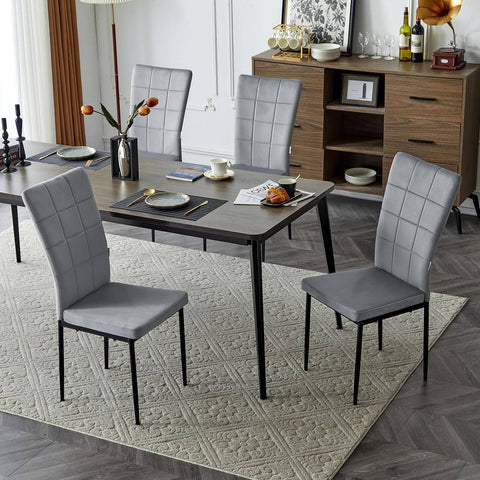 Rootz Dining Chairs Set of 4 - Velvet Chairs - Padded Chairs - Ergonomic High Backrest - Durable Metal Legs - Versatile Use - 42.5cm x 96.5cm x 57.5cm