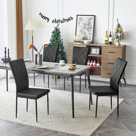 Rootz Eetkamerstoelen Set van 4 - Moderne keukenstoelen - Kantoorstoelen - Comfortabele gewatteerde zitting - Ergonomische hoge rugleuning - Duurzaam metalen frame - 42 cm x 94,5 cm x 59 cm