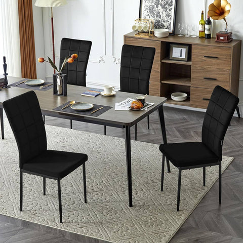 Rootz Dining Chairs Set of 4 - Upholstered Chairs - Velvet Seating - High Backrest for Posture Support - Durable Metal Legs - Elegant Design - 42.5cm x 96.5cm x 57.5cm