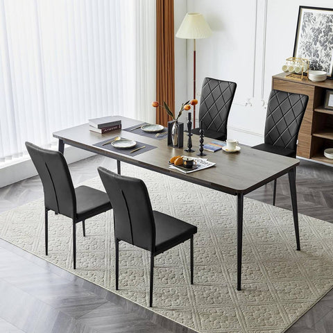 Rootz Eetkamerstoelen Set van 4 - Moderne keukenstoelen - Kantoorstoelen - Comfortabele gewatteerde zitting - Ergonomische hoge rugleuning - Duurzaam metalen frame - 42 cm x 94,5 cm x 59 cm