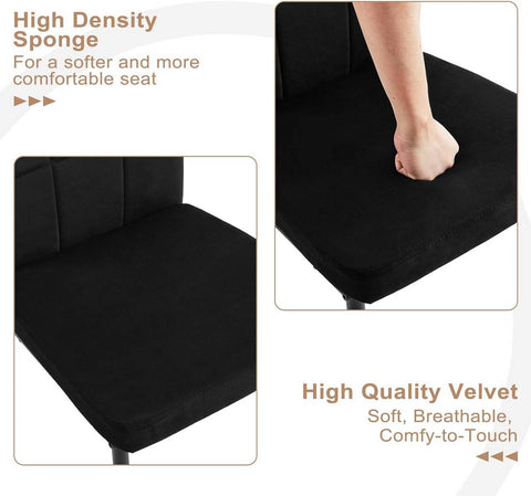 Rootz Dining Chairs Set of 4 - Upholstered Chairs - Velvet Seating - High Backrest for Posture Support - Durable Metal Legs - Elegant Design - 42.5cm x 96.5cm x 57.5cm
