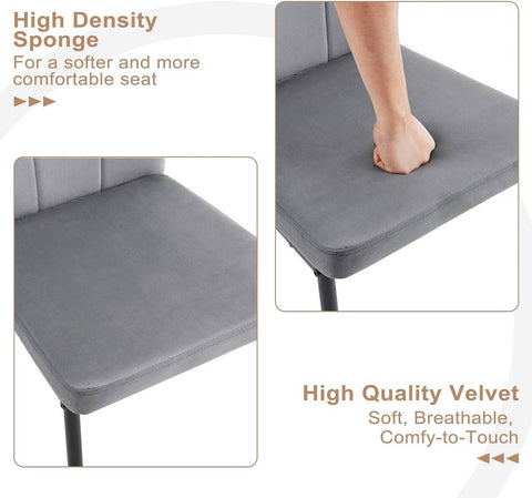 Rootz Dining Chairs Set of 4 - Velvet Chairs - Padded Chairs - Ergonomic High Backrest - Durable Metal Legs - Versatile Use - 42.5cm x 96.5cm x 57.5cm