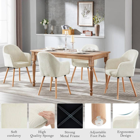 Rootz Dining Room Chairs Set of 4 - Upholstered Chairs - Comfortable Seating - Stylish Design - High Durability - 55.5cm x 83.5cm x 56.5cm