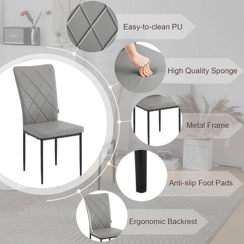 Rootz Dining Chairs Set of 4 - Kitchen Chairs - Modern Seating - Comfortable Padded Seat - Ergonomic Back Support - Durable Metal Frame - 42cm x 94.5cm x 59cm