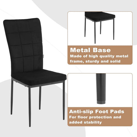 Rootz Dining Chairs Set of 4 - Upholstered Chairs - Velvet Seating - High Backrest for Posture Support - Durable Metal Legs - Elegant Design - 42.5cm x 96.5cm x 57.5cm