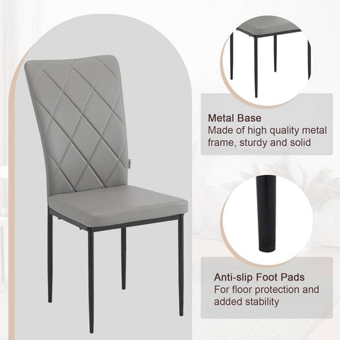 Rootz Dining Chairs Set of 4 - Kitchen Chairs - Modern Seating - Comfortable Padded Seat - Ergonomic Back Support - Durable Metal Frame - 42cm x 94.5cm x 59cm