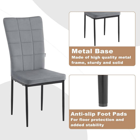 Rootz Dining Chairs Set of 4 - Velvet Chairs - Padded Chairs - Ergonomic High Backrest - Durable Metal Legs - Versatile Use - 42.5cm x 96.5cm x 57.5cm