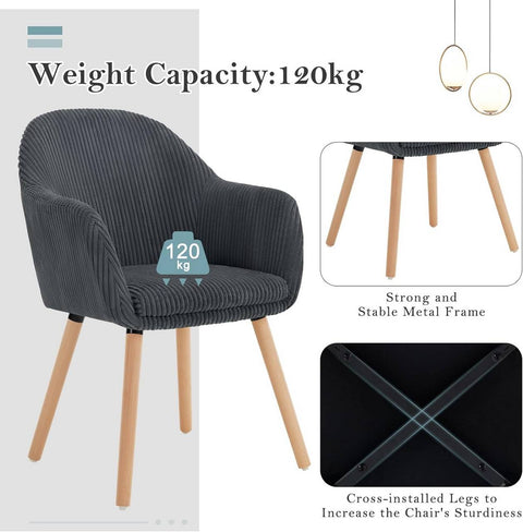 Rootz Dining Room Chairs Set of 6 - Upholstered Chairs - Comfortable Seating - Stylish Design - High Durability - Solid Wood and Metal Frame - 55.5cm x 83.5cm x 56.5cm