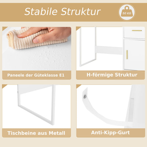 Rootz Dressing Table with LED Mirror - Vanity Desk - Makeup Table - Adjustable Brightness, Spacious Storage, Durable Build - 90cm x 143cm x 39.5cm