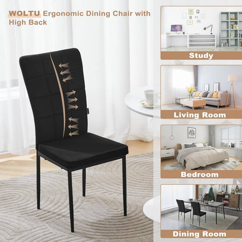 Rootz Dining Chairs Set of 4 - Upholstered Chairs - Velvet Seating - High Backrest for Posture Support - Durable Metal Legs - Elegant Design - 42.5cm x 96.5cm x 57.5cm