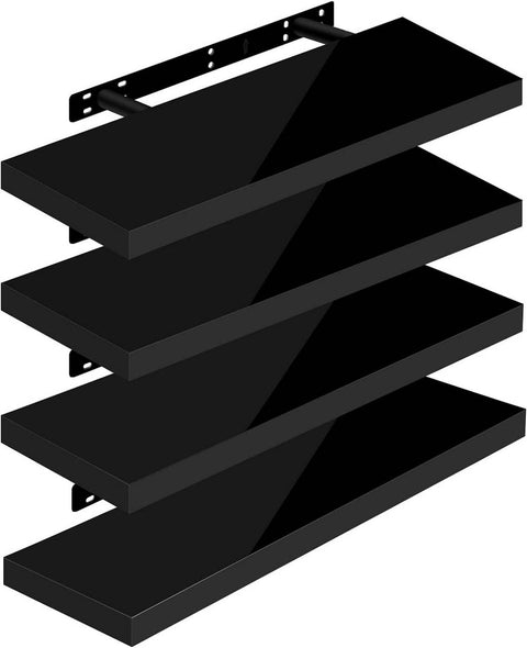 Rootz Set of 4 Wall Shelves - Floating Shelves - Display Ledges - Moisture-Resistant, High Load Capacity, Easy Installation - 25cm to 120cm x 22.9cm x 3.8cm