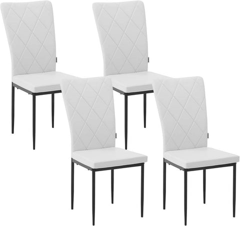 Rootz Dining Chairs Set of 4 - Faux Leather Chairs - High Backrest Chairs - Comfortable Seating - Ergonomic Support - Durable Metal Frame - 42cm x 94.5cm x 59cm