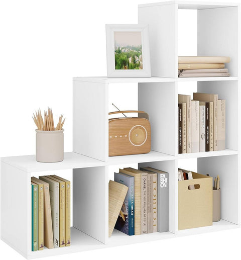 Rootz Modern Chic Bookcase - Stylish Bookshelf - Storage Organizer - Ample Space - Durable & Water-Repellent - Versatile White Finish - 90x29x90 cm