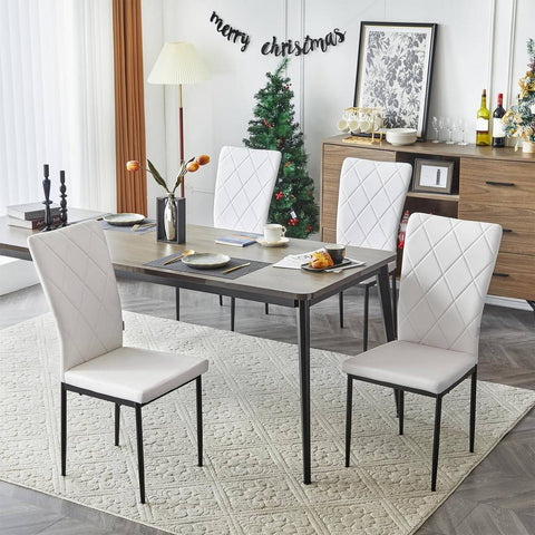 Rootz Dining Chairs Set of 4 - Faux Leather Chairs - High Backrest Chairs - Comfortable Seating - Ergonomic Support - Durable Metal Frame - 42cm x 94.5cm x 59cm