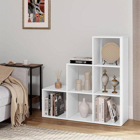 Rootz Modern Chic Bookcase - Stylish Bookshelf - Storage Organizer - Ample Space - Durable & Water-Repellent - Versatile White Finish - 90x29x90 cm