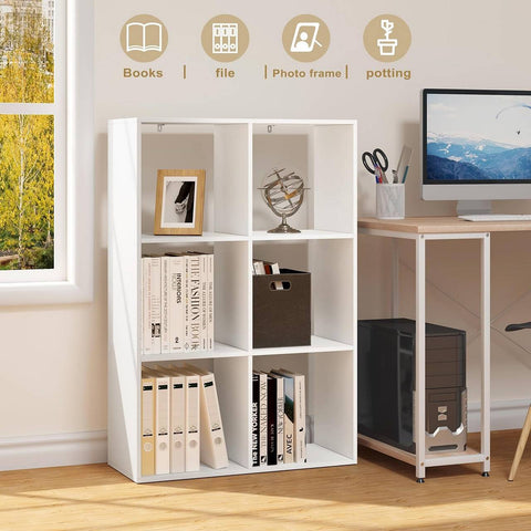 Rootz Modern White Bookshelf - Storage Organizer - Display Shelf - Space-Saving, Versatile, Sturdy - 71cm x 106cm x 29cm