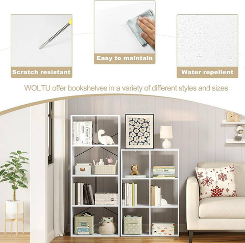 Rootz Modern White Bookshelf - Storage Organizer - Display Shelf - Space-Saving, Versatile, Sturdy - 71cm x 106cm x 29cm