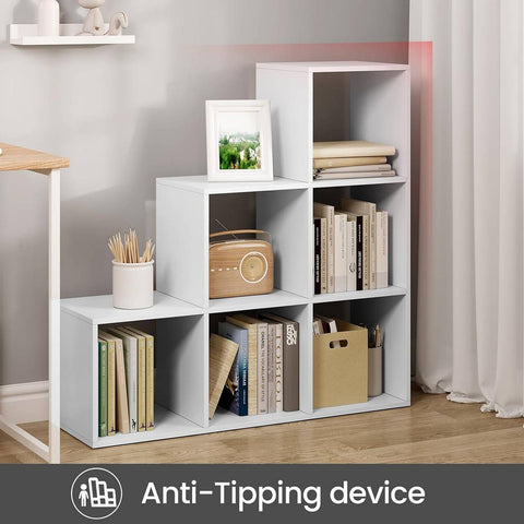 Rootz Modern Chic Bookcase - Stylish Bookshelf - Storage Organizer - Ample Space - Durable & Water-Repellent - Versatile White Finish - 90x29x90 cm