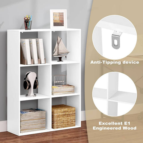 Rootz Modern White Bookshelf - Storage Organizer - Display Shelf - Space-Saving, Versatile, Sturdy - 71cm x 106cm x 29cm